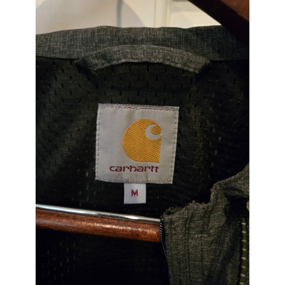 Carhartt Anorak Slicker Hooded Pullover 1/4 Zip & Pockets Lightweight Sz Med - Picture 3 of 16